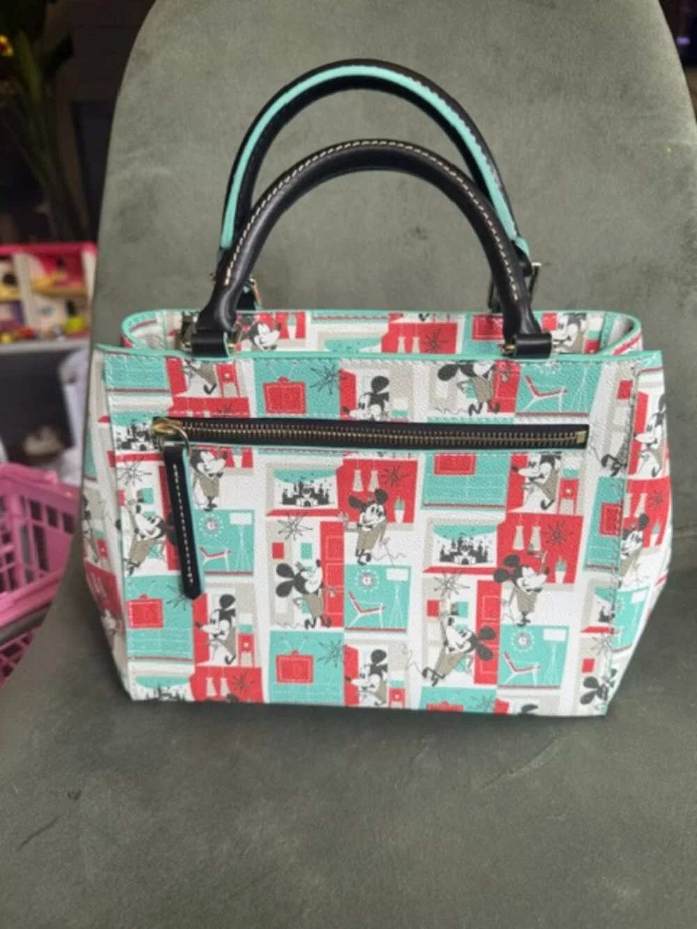 Disney Dooney & Bourke Mid-Century Mickey Satchel Bag Crossbody Teal B23MC1929